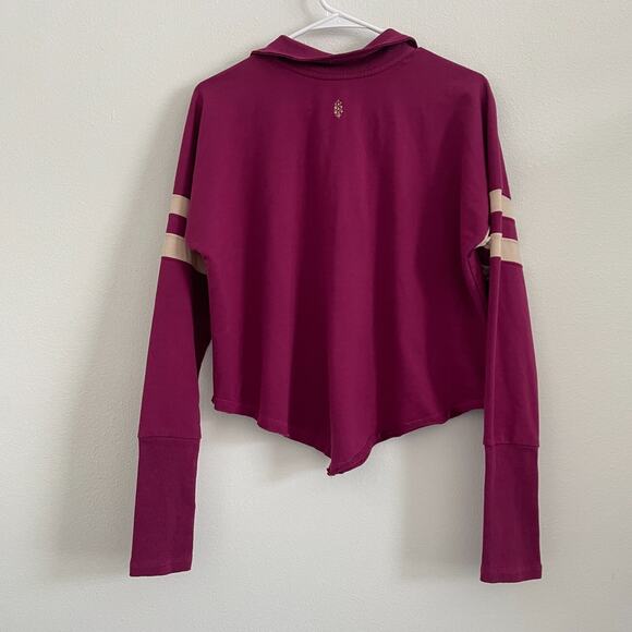 Free People Movement Cardigan Women S Purple Snap Thumbholes Collared Athletic - Picture 4 of 14